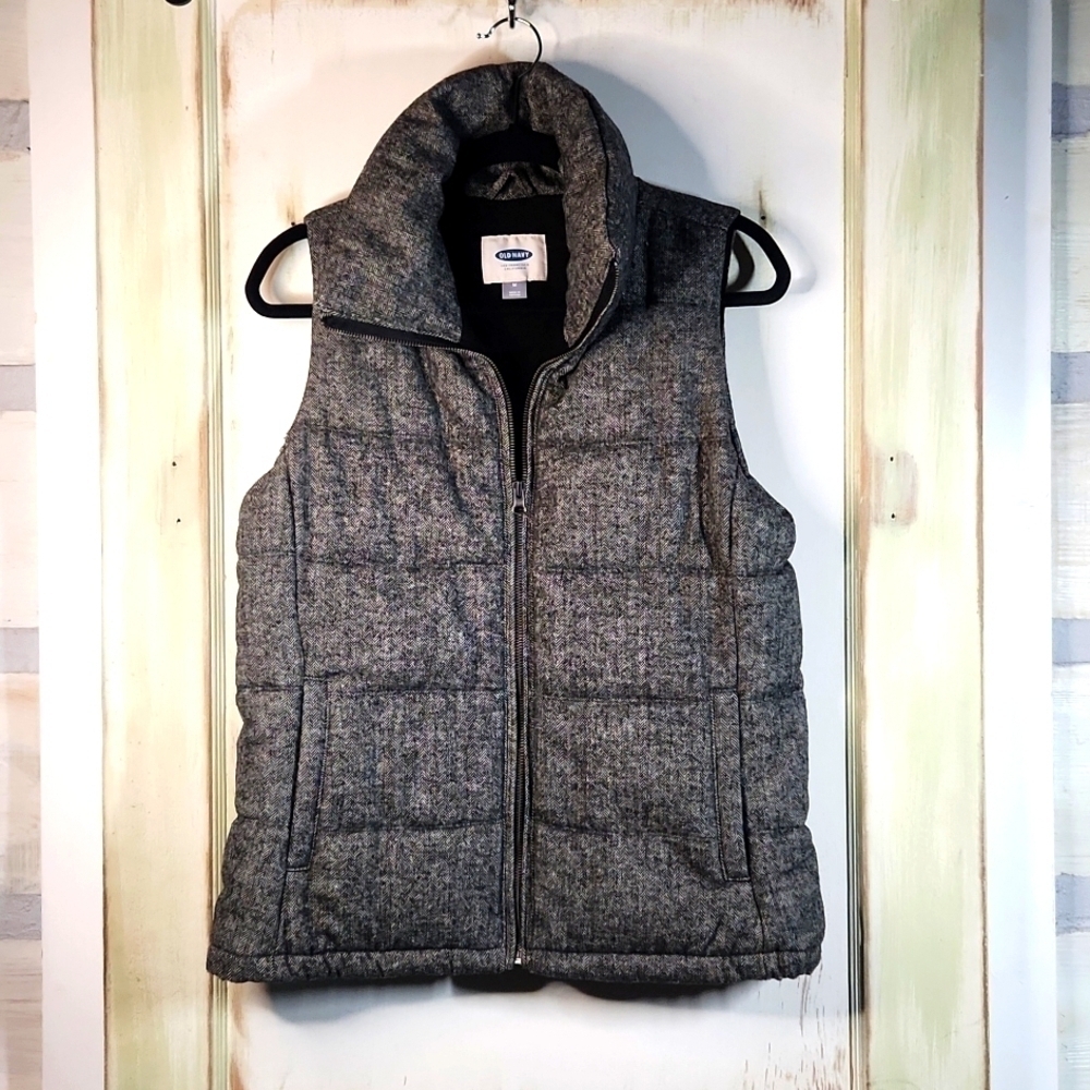 Old Navy Women's Quilted Puffer Vest Charcoal Gray Medium